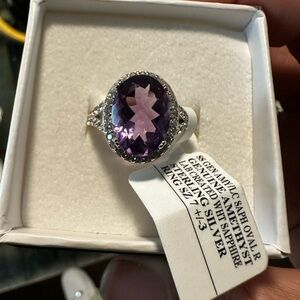 Brand new Amethyst Sterling Silver Ring with Purple Gemstone. Size 7 with tag!